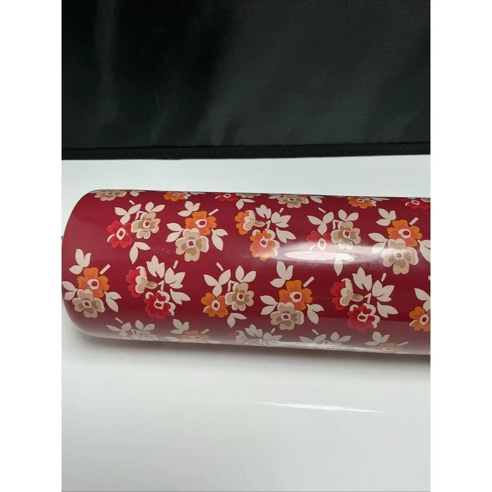 Retired Pioneer Woman Rolling Pin Fall Flowers Burgundy Autumn Harvest Ceramic